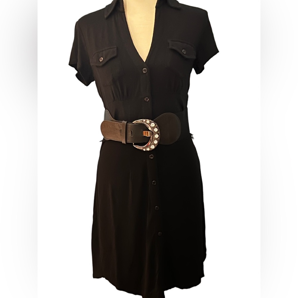 Elegant Vintage Guess Black Button-Down Dress